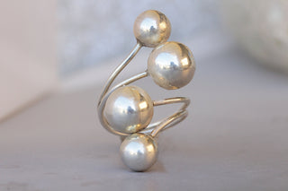 BALLS RING, Silver Ball Ring, Everyday Ring, Sterling Silver Ball Ring, Double Twig Ring Women's Statement Ring, Spiral Ring, Stacking Ring