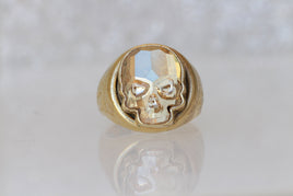 GOLD SKULL RING, Dia De Los Muertos, Rebeka Gold Ring, Gold Plated Ring, Sugar Skull Ring, Death Ring, Halloween Jewelry Gift, Woman Ring