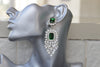 GREEN EMERALD EARRINGS, Crystal Rebeka Wedding, Big Chandelier Earrings,Long earrings, Formal Statement Jewelry For Woman, Unusual Gift