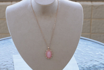 PINK OPAL NECKLACE, Rebeka Blush Oval Necklace, Opal Rose Gold, Christmas Gift For Her, October Birthstone, Wedding Jewelry For Bride