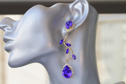 ROYAL BLUE  EARRINGS, Evening Earrings, Long Chandelier Earrings,Mother Of The Groom, Sapphire jewelry, Wedding Rebeka Unique Earrings