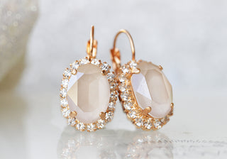 IVORY GOLD EARRINGS, Nude Jewelry, Bridal Drop Earrings, Cream Earrings, Rebeka Beige Earrings, Holiday She Gift, Wedding Simple Earrings