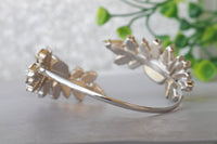 Bridal Bracelet,  White Crystal Bracelet, Vintage Leaf Bracelet, Bridal Open Opal Rebeka Bracelet, Statement Bracelet, Wedding Jewelry