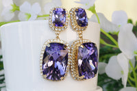 PURPLE EARRINGS, Vintage Jewelry For Mom Bridal Earrings, Mother Of The Bride Gift, Rebeka Real, Big Boho Long Earrings, Violet Earrings