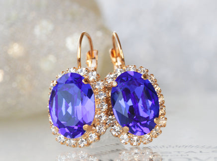 SAPPHIRE EARRINGS, Royal Blue Earrings, Lady Diana Style Jewelry, Bridal Dark Blue Rebeka Earrings, Elegant Earrings,Bridesmaids Earrings