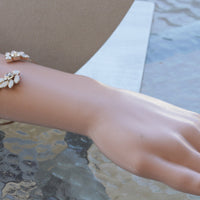 OPAL BRACELET, Rebeka Cuff Bracelet, White Bridal Bracelet, Dainty Cluster Open Bracelet,Rose Gold Wedding Bracelet, White Opal  Bracelet