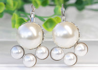 PEARL BRIDAL EARRINGS, Large Pearl Earrings,Jewelry For Bride, Cluster Pearl Earrings, Bridesmaid Earrings, Cream Pearl Earrings, Rebeka,