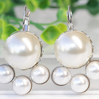 PEARL BRIDAL EARRINGS, Large Pearl Earrings,Jewelry For Bride, Cluster Pearl Earrings, Bridesmaid Earrings, Cream Pearl Earrings, Rebeka,