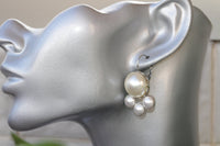 PEARL BRIDAL EARRINGS, Large Pearl Earrings,Jewelry For Bride, Cluster Pearl Earrings, Bridesmaid Earrings, Cream Pearl Earrings, Rebeka,