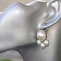 PEARL BRIDAL EARRINGS, Large Pearl Earrings,Jewelry For Bride, Cluster Pearl Earrings, Bridesmaid Earrings, Cream Pearl Earrings, Rebeka,
