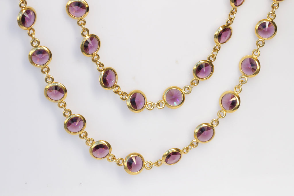 PURPLE GOLD NECKLACE, Rebeka Necklace, Amethyst  Necklace, Double layer Necklace, Womens Gift, Birthstone Necklace, Channel Inspired, Her