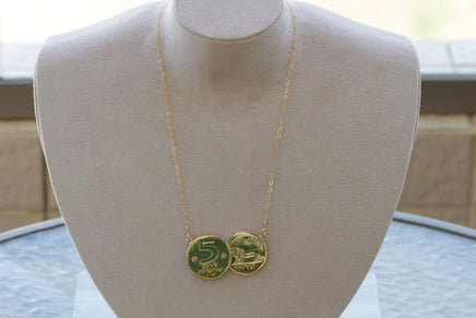 COIN NECKLACE, Old Israeli Coin, Antique Coun pendant Copy, Gold Coin Israel Necklace, Israeli Jewelry,Money Lion Jewelry,Gold Disc Necklace