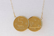 COIN NECKLACE, Old Israeli Coin, Antique Coun pendant Copy, Gold Coin Israel Necklace, Israeli Jewelry,Money Lion Jewelry,Gold Disc Necklace