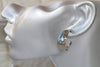 AQUAMARINE HOOP EARRINGS, Blue Earrings, Hoop Bridal Earrings, Wedding Jewelry, Rebeka Crystal Earrings, Wire Earrings Gift For Christmas