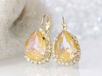 Mustard Earrings, Yellow Crystal Bridal Earring, Champagne Bridesmaid Earrings, Bride Earrings, New Collection Earrings, Daughter Gift Idea