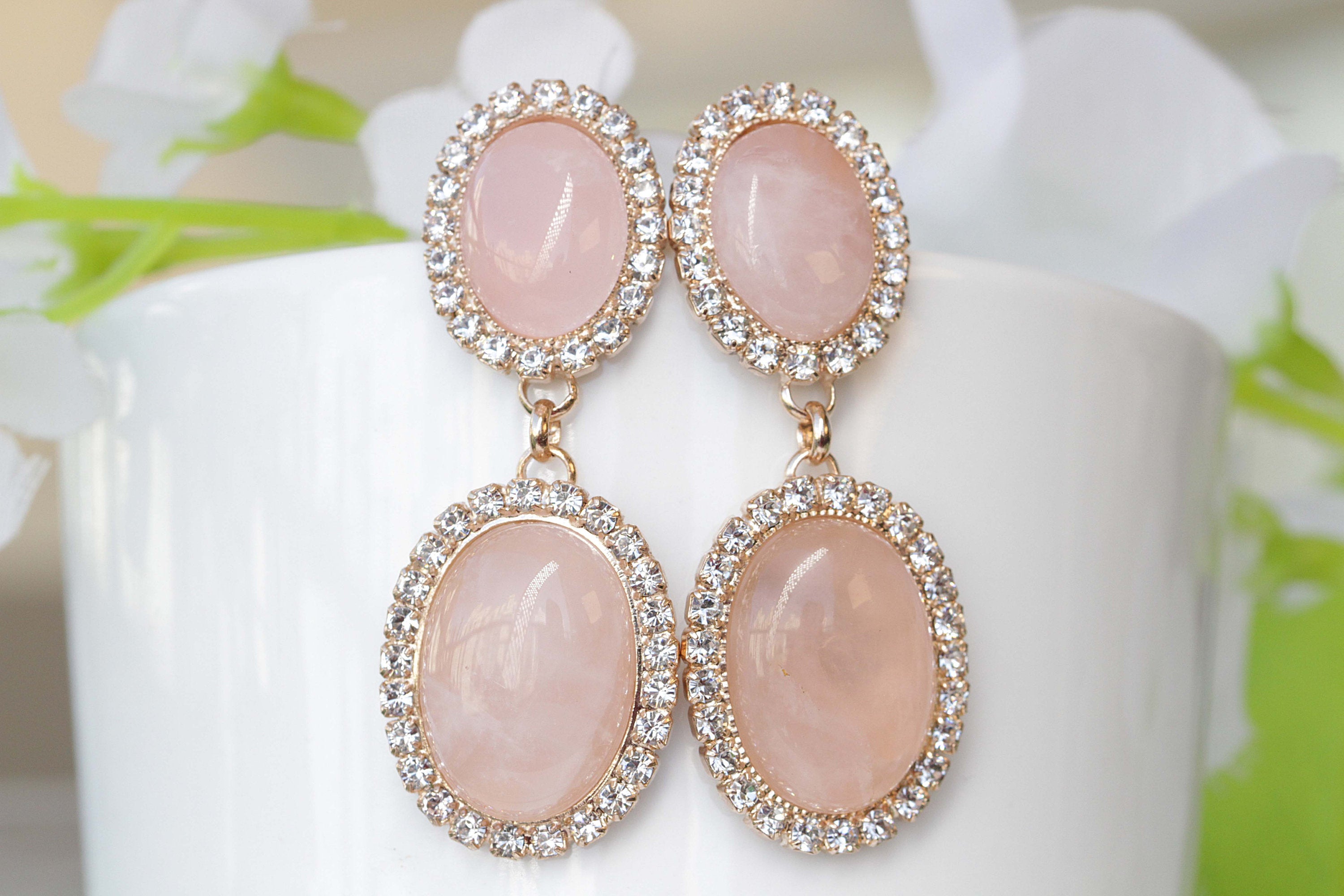 Rose gold silver quartz hotsell earrings