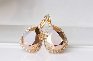 ROSE GOLD Earrings, Crystal Bridal Earring, Rebeka Bridesmaid Earrings, Bride Shower Gift, Teardrop Earrings, Drop Earrings For Wedding