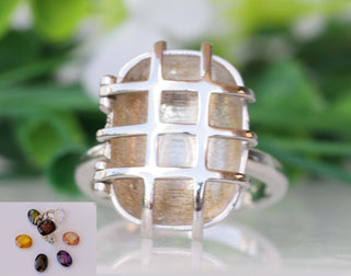 CAGE RING, Sterling Silver Ring, Choose Your Birthstone Ring, Artist Ring, 6 Stones Ring, Woman's Ring, Modern Silver Ring, Custom Ring