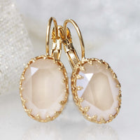 Ivory Earrings, Off White Earrings, Wedding Bezel Earrings, Ivory Gold Filled Earrings, Earrings For Brides, Crown Earrings, Cream Rebeka