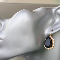 BLACK GOLD Earrings, Evening Earrings, Black Drop Earrings, Black Rebeka Crystal Earrings, Black Dangle Earrings, Black Rose Gold Earring
