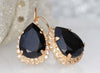 BLACK GOLD Earrings, Evening Earrings, Black Drop Earrings, Black Rebeka Crystal Earrings, Black Dangle Earrings, Black Rose Gold Earring