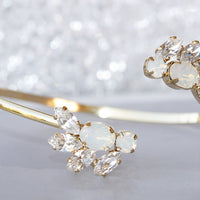 WHITE CRYSTAL CUFF, White Opal Wedding Bracelet, Minimalist Bracelet, Delicate Bracelet, Bridal Rebeka Bracelet, Bridesmaid Rose Gold Set