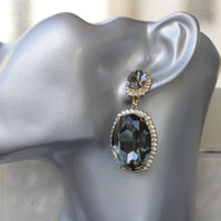 BLACK DIAMOND EARRINGS, Gray Dangle Earrings,Chandelier Earrings,Party Formal Earring, Large Rebeka Earrings,Woman Jewelry Valentine Gift