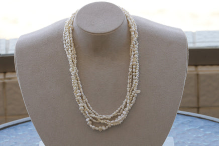 Pearl Jewelry For Brides, Twisted Pearl Necklace, White Pearl Necklace, Pearl Bridal Necklace,Wedding Pearl Necklace,Freshwater Beaded Pearl