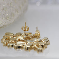 OPAL BRIDAL EARRINGS, Crystal Earrings, Cluster Studs, White Rebeka Earrings, Wedding Earrings For Bride, Rhinestone Silver Stud Earring