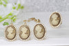 GOLD CAMEO EARRINGS, Bronze Cameo Earrings, oval cameo earrings, Rebeka Romantic Earrings, Antique Cameo Jewelry, Rustic Vintage Wedding