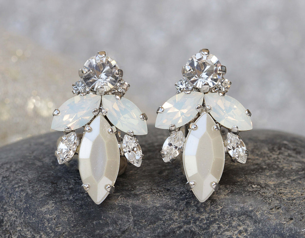 Pearl Crystal Rhinestone Bridal Necklace Bracelet Earrings Wedding Set