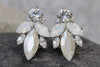 PEARL BRIDAL EARRINGS, Clip on Wedding Earrings, Rebeka  White Opal Earrings,pearl stud earrings, bridesmaid Set of 5,6,7,8,9 Earrings