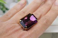 AMETHYST RING, Purple amethyst Ring, Rebeka Ring, Extra Large Cocktail Ring, Big Stone Ring, Statement Ring,Emerald Cut Ring, Chunky Ring