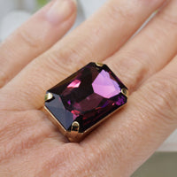 AMETHYST RING, Purple amethyst Ring, Rebeka Ring, Extra Large Cocktail Ring, Big Stone Ring, Statement Ring,Emerald Cut Ring, Chunky Ring