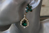 EMERALD LONG EARRINGS, Dark Green Chandelier Earrings, Wedding Bridal Earrings, Elegant Earrings, Statement Rebeka Earrings, Leaf Earring