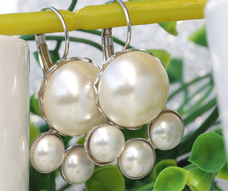 PEARL BRIDAL EARRINGS, Large Pearl Earrings,Jewelry For Bride, Cluster Pearl Earrings, Bridesmaid Earrings, Cream Pearl Earrings, Rebeka,