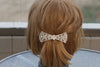 Bow Hair Barrette, Crystal Rhinestone Barrette, White Opal Tie Hair Clip, Bridal Hair Accessory, Rebeka Hair Slide, French hair barrette