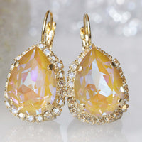 Mustard Earrings, Yellow Crystal Bridal Earring, Champagne Bridesmaid Earrings, Bride Earrings, New Collection Earrings, Daughter Gift Idea