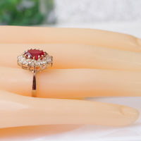 RUBY ENGAGEMENT RING, Cubic Zirconia Classic Promise Ring, July Birthstone Anniversary Ring, Red Stone Alternative Ring, Lady Diana Style