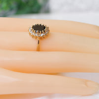 HAMETITE ENGAGEMENT RING, Cubic Zirconia Gold Filled Wedding Ring, Gray Stone Ring, Unique Ring, Women&#39;s Ring, Lady Diana Jewelry Inspired