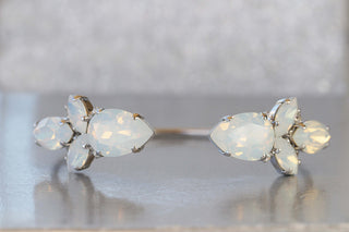 Opal crystal Bracelet, bridesmaid jewelry gifts, Rebeka Bracelet, Bride white opal Bracelet, Bridal jewelry,Wedding Cuff Bracelet Earring