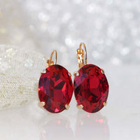 RUBY GENTLE EARRINGS, Rebeka Earrings, Red Ruby Earrings, Minimalist Earring, Wedding Earrings,Bridal Drop Earrings,Oval Scarlet Earrings
