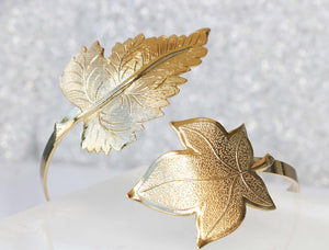 LEAF BRACELET, Upper Arm Bracelet, Bridal Gold bracelet, Leaves Bracelet, Gold Armlet, Statement Cuff,Rustic Wedding,Handmade Unique Jewelry