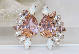 MORGANITE EARRINGS, Blush Bridal Earrings, Statement Earrings, Rebeka Earrings, Blush Opal Earrings, Large Cluster Studs, Gift For Her