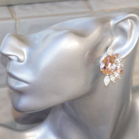 MORGANITE EARRINGS, Blush Bridal Earrings, Statement Earrings, Rebeka Earrings, Blush Opal Earrings, Large Cluster Studs, Gift For Her