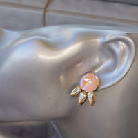 ORANGE CHAMPAGNE EARRINGS, Peach Quartz Stud Earrings, Vintage Bridal Earrings, Rebeka Earrings,Bridesmaid Pastel Earrings, Elegant Studs