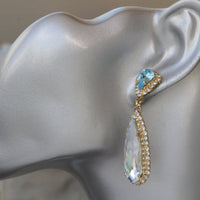 DUSTY BLUE EARRINGS, TearDrop Earrings, Powder Blue Wedding Jewelry, Rebeka Bridal Earrings, Brides Earrings, Woman Aquamarine Earrings