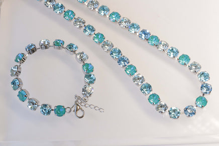 AQUAMARINE NECKLACE, Rebeka Crystal Necklace, Light blue Bridal Necklace, Blue Lagoon Jewelry Set, Rhinestone Necklace, Wedding Necklace