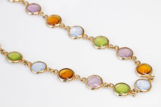 COLORFUL NECKLACE, Crystal Necklace, Chanel Style Jewelry, Long Boho Necklace, Green Yellow Brown Pink Necklace, Best Friend Gift, Christmas