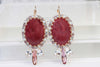 RED AGATE EARRINGS, Gemstone earrings, Rebeka jewelry, Gift For Women,  Art Nouveau Earrings, Blush Pink Wedding, Bridal Maroon Earrings